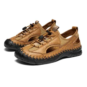Heren Outdoor Wandelsandalen Synthetisch Leer Ademend Mesh Gesloten Neus Antislip Rubberen Zool Casual Reisschoenen Voor Mannen