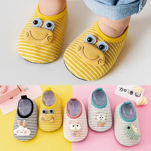 Baby Floor Shoes Cotton Knitting Non-Slip Soft Sole Infant Toddler Walker Shoes Cartoon Animal Striped Indoor Home Shoes