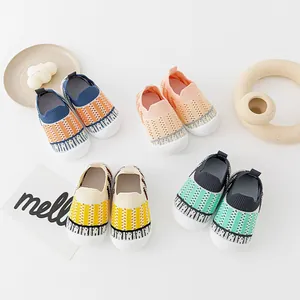 Breathable mesh toddler walking shoes with soft soles in various pastel colors