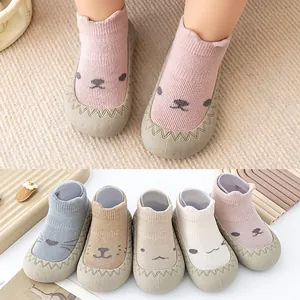 Peuter Sockschoenen Antislip Zachte Zool Baby Binnenvloer Schoenen Cartoon Gezicht Ademend Eerste Loopschoenen Voor Jongens Meisjes