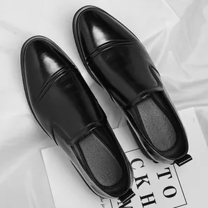 Men's Business Formal Leather Shoes Slip-on Dress Shoes Breathable Wear-Resistant Loafers For Office Wedding Black Brown