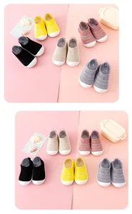 Selection of colorful breathable mesh baby toddler shoes with soft white soles
