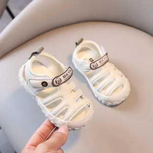 Sandales blanches à bout fermé pour bébés garçons avec semelle souple antidérapante