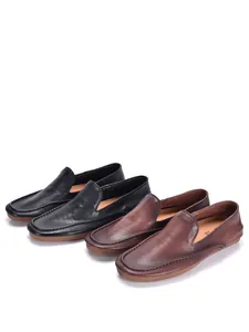 Herenleren loafers in zwart en bruin, comfortabele slip-on rijschoenen met zachte zool