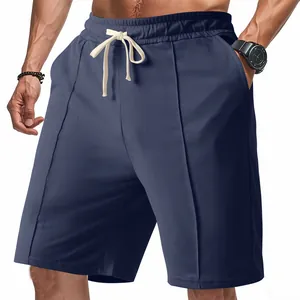 Short de golf bleu marine pour homme avec texture côtelée et taille à cordon