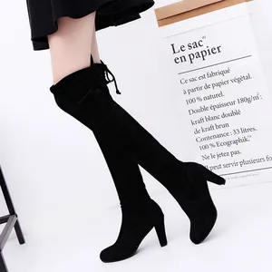 Women's Over-the-Knee Boots Stiletto High Heel Suede Long Boots Platform Drawstring Fashion Boots For Autumn Winter Party