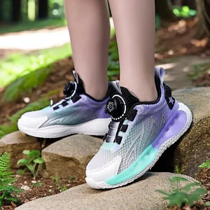 Breathable mesh children's sneakers with rotary dial laces for summer outdoor sports