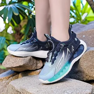 Breathable mesh children's sneakers with quick rotating buckle for boys and girls