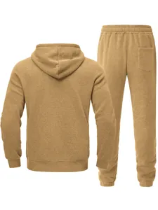 Vista trasera de alta calidad del chándal de forro polar camel para hombre con capucha