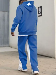 Back view showing the white star detail on the hoodie and contrast side panels