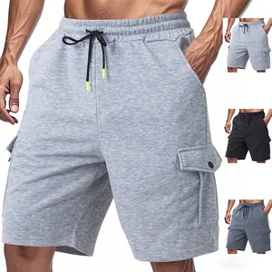 Men's Casual Heavyweight Cargo Shorts Multi-Pocket Drawstring Elastic Waist Loose Fit Athletic Sweatshorts Polyester Bottom
