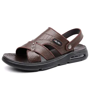 Sandalias de cuero marrón para hombre con correas cruzadas y suela de aire cómoda