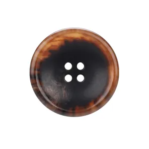 High-quality brown and black marbled urea resin four-hole button for premium workwear garments