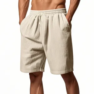 Herren-Cord-Shorts in Beige mit elastischem Kordelzug für den lässigen Sommer-Look