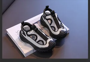 Detailed view of children's breathable mesh athletic sandals with closed-toe design