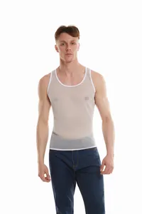 Canotta da uomo sexy in rete metallica trasparente per clubwear