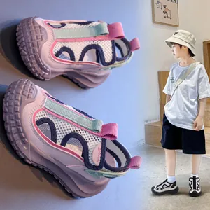 Breathable mesh closed-toe sports sandals for boys and girls in stylish lavender purple