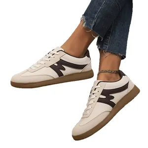 Retro Damen German Army Trainers GAT Sneaker in Creme mit braunen Akzenten für den Alltag