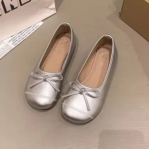 Mocassini Casual da Donna Stile Coreano Slip-on Fiocco Decor Comode Scarpe Piatte in Pelle PU per Abbigliamento Quotidiano Primaverile