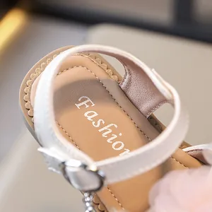 Elegant girls lace flower princess sandals for summer with soft buckle strap detail