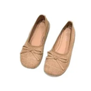 Eleganti ballerine da donna color kaki con dettaglio fiocco e comodo design slip-on