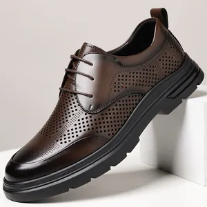 Ανδρικά Δερμάτινα Παπούτσια Business Casual Καλοκαιρινά Αναπνεύσιμα Διάτρητα Μαλακή Σόλα Με Κορδόνια Επίσημα Παπούτσια Oxford Για Γραφείο