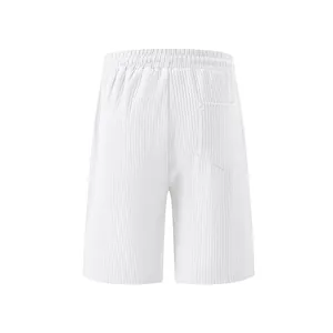 Back view detail of white men's shorts with textured jacquard knit and pocket.