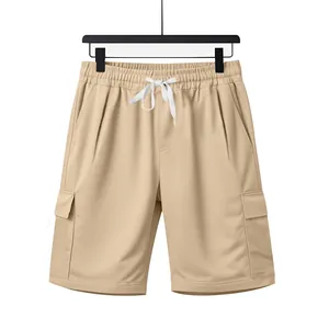 Premium Herren Cargo-Shorts in Khaki mit elastischem Kordelzug und Seitentaschen Design
