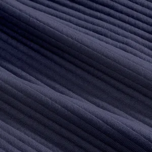 Close-up detail of navy blue heavy jacquard ribbed fabric for men's casual beach shorts