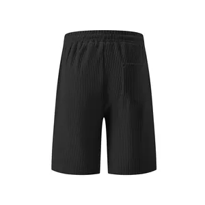 Detailed back view showing the texture of men's black jacquard casual sports shorts