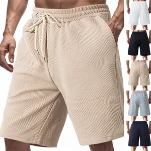 Men's heavyweight jacquard textured streetwear shorts with drawstring waist
