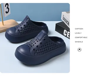 Sandales de plage respirantes pour enfants bleu marine avec un design tissé unique