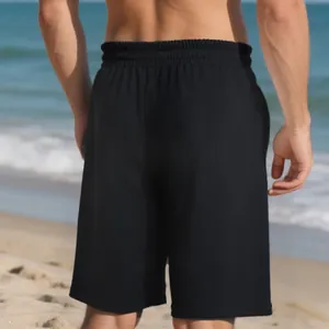 Back view detail showing the texture of men's black jacquard summer casual shorts
