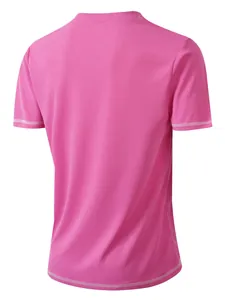 Rear view of pink men's slim fit sports t-shirt with seersucker texture detail