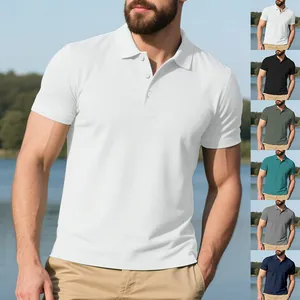Multicolor overview of men's breathable quick-dry golf polo shirts in a lifestyle setting