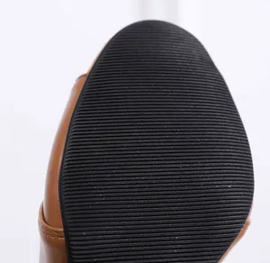 Close-up macro view of the black anti-slip rubber outsole on women's dance boots.