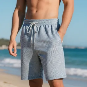 Men's summer jacquard texture shorts with drawstring waist for casual beach wear.