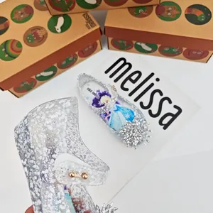 Sandalias de gelatina Melissa Frozen Elsa con purpurina para niña y copo de nieve