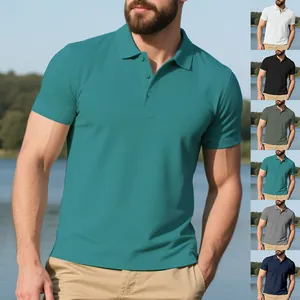 Men Business Casual Polo Shirt Solid Color Breathable Quick Dry Lapel Short Sleeve Top Golf Sports Jersey For Everyday Wear
