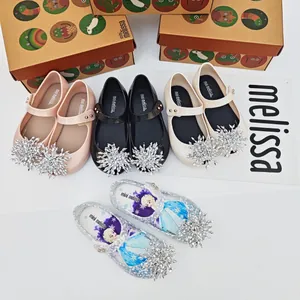 Zapatos jelly Melissa para niñas con diseño Frozen Elsa de copo de nieve en rosa y plata