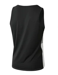 Back view of a men's athletic tank top featuring side color-block design and stitching
