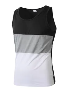 Men's high-performance athletic slim-fit color-blocked tank top for fitness and outdoor