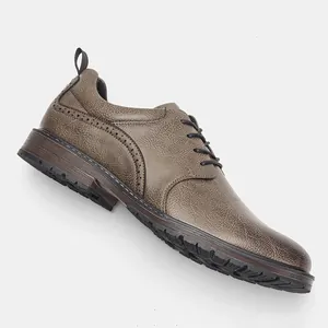 Classic men's brown leather brogue shoes with stylish lace-up design and rubber sole