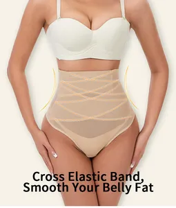 Dettaglio di un perizoma modellante a vita alta con fascia elastica incrociata contenitiva