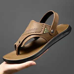 Ανδρικά Casual Σανδάλια Παραλίας από Δέρμα Μικροϊνών Σαγιονάρες Αντιολισθητικές Καλοκαιρινές Παντόφλες Διπλής Χρήσης
