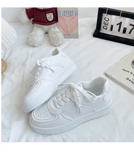 Trendy white platform sneakers for women casual spring fashion sports lifestyle shoes