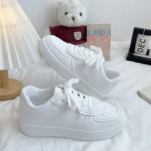 Women's Spring Casual White Board Sneakers Thick Sole Wedge Platform Canvas Shoes Versatile Round Toe Lace Up Fashion Walking Shoes