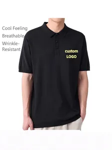 Men's Business Casual Polo Shirt Short Sleeve Breathable Cooling Touch Slim Fit Lapel Top Solid Color Pique Sport Golf Shirt