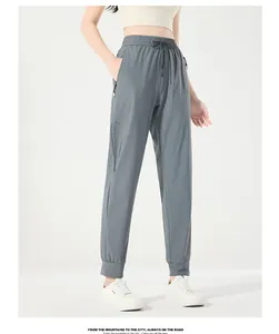 Grijze ijszijde sneldrogende joggingbroek met ademend ontwerp voor sportieve zomeractiviteiten