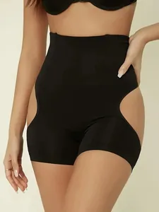 Close-up of black high-waisted shapewear with sexy side cutouts for hip lifting